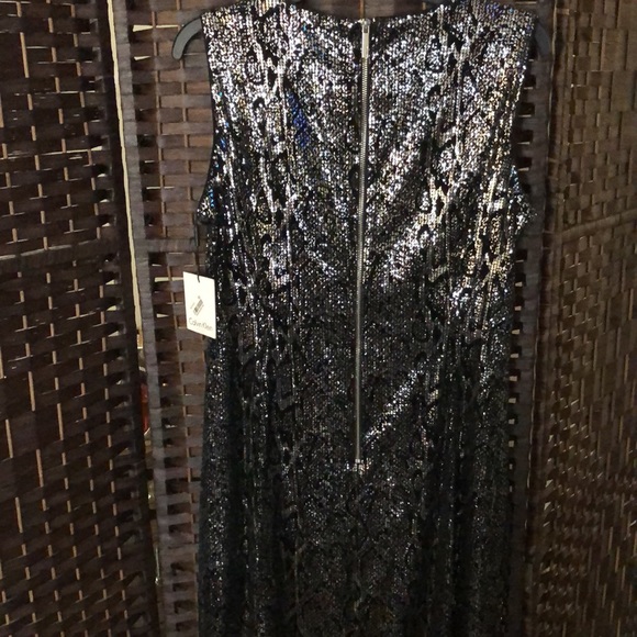 Calvin Klein Womens Black Velvet Sequined Cocktail Dress - Picture 8 of 13